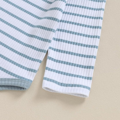 Baby Jungen Kleidung Gestreifter Body Strampler Langarm Top + Hose + Hut Baby Kleidung Set Baumwolle Weiche Kleidung Set für Neugeborene Kleinkinder 0-18 Monate