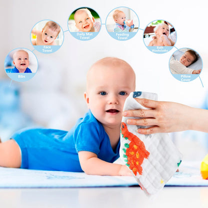 Koo-dib Baby Musselin Waschlappen Tuch Mullwindeln Spucktücher -Handtücher Weiche Neugeborene Gesichtstücher Saugfähig Junge Mädchen Sabberlätzchen 10 Stück 25x25 cm lätzchen