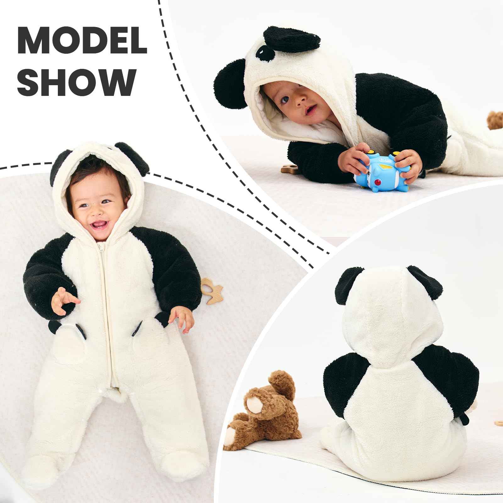 JiAmy Baby Winter Snowsuit, Toddler Girls Boys Warm Fleece Jumpsuit Fleece Romper Girls Boys Long Sleeve Jumpsuit 0-12 Months