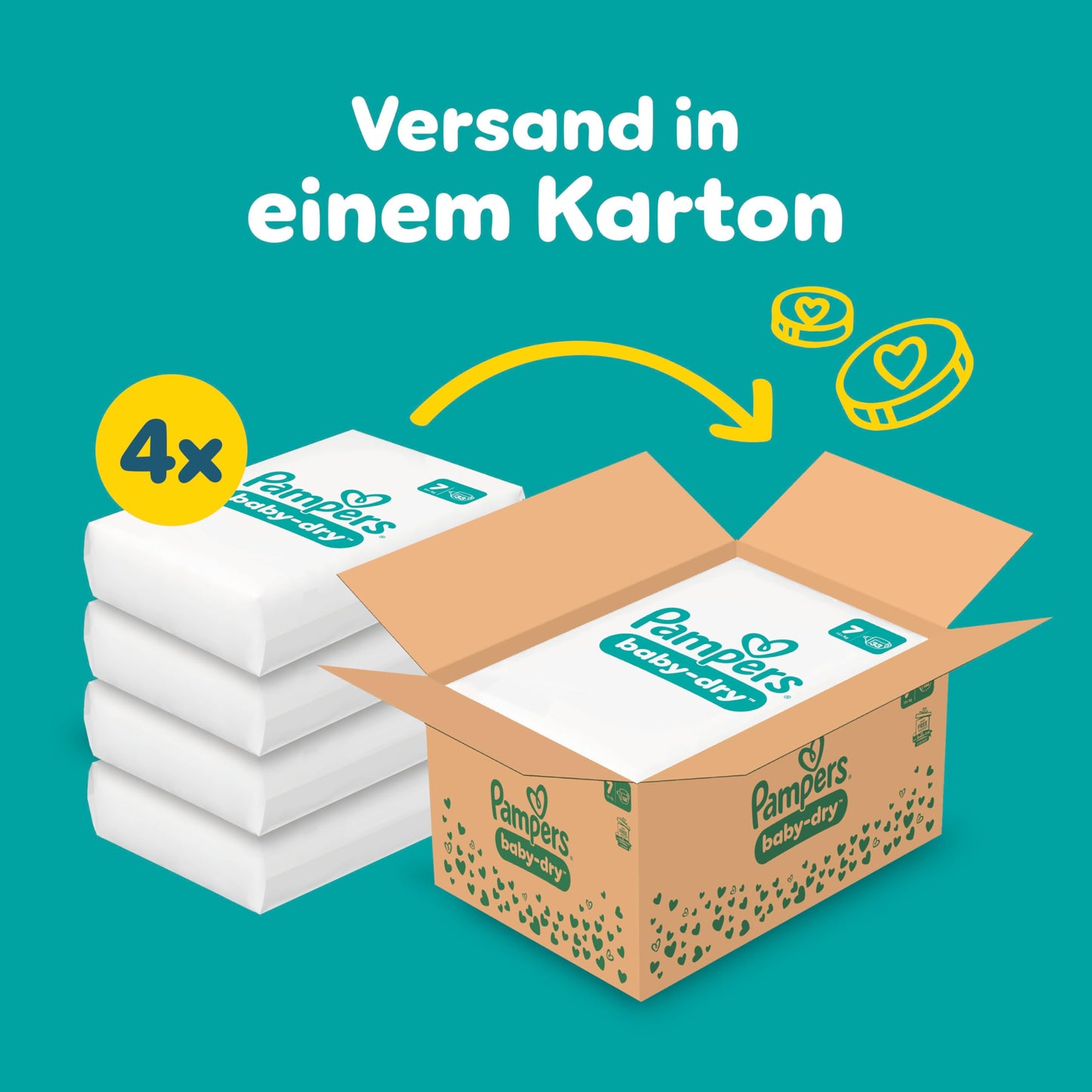 Pampers Baby-Dry Size 3, 222 Nappies, 6 kg - 10 kg, Up to 100% Leak Protection & Comfort All Night