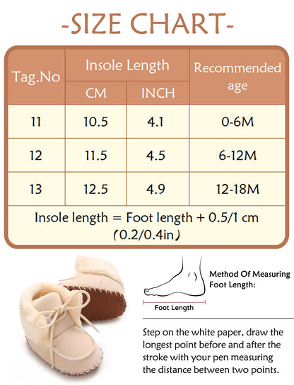 Adigau Baby Boys Girls Winter Boots Soft Sole Warm Boots Lace Flat Prewalker Snow Boots 0-18 Months