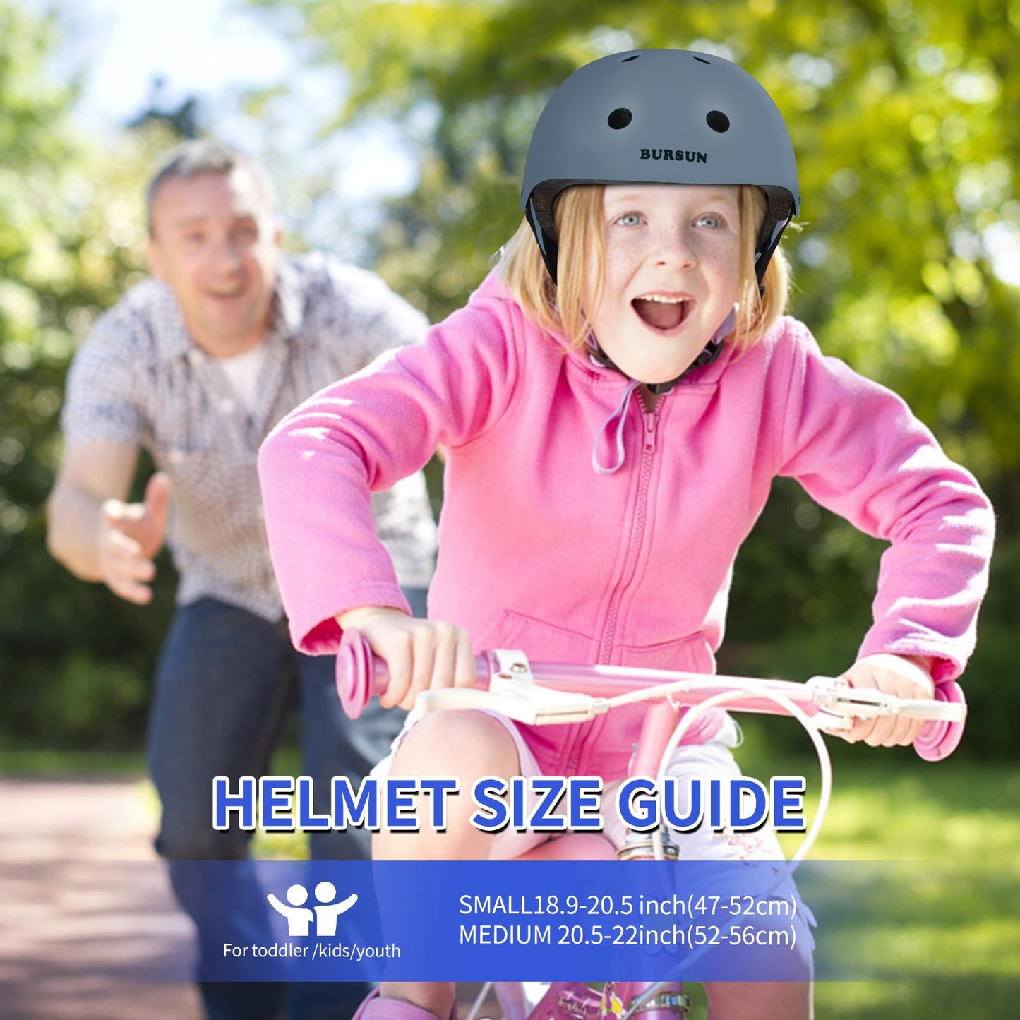 BURSUN Kinder Fahrradhelm Kinderhelm Skaterhelm für Alter 2-16 Jahre Jungen Mädchen, Kinderhelm für Fahrrad Roller Skateboard Scooter Roller Skating