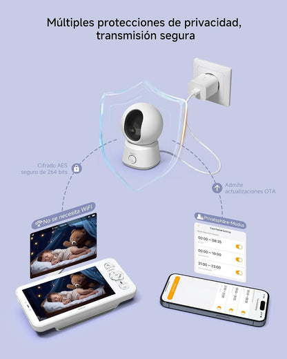 ARENTI 1080P Babyphone mit Kamera mit 5" Display, PTZ Video Babyfon mit Kamera und App, One-Touch-Ruf, Wiegenlied, Temperatursensor, Nachtsicht, 2 Wege Audio, Automatische Verfolgung, VoX Mode
