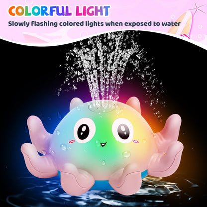 Jovicos Bath Toy, Octopus Spray Water Toy with Light, Bath Toy Baby from 1 Year, Bath Time Toy Children Gift (Blue)