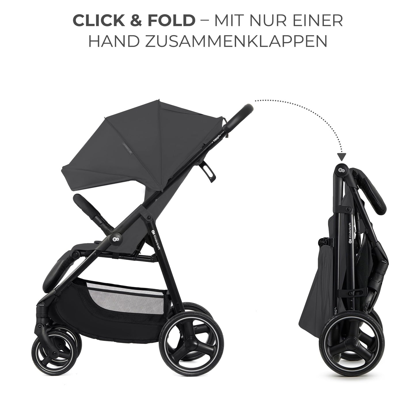 Kinderkraft TRIG 3 Kinderwagen, Kinderbuggy, Liegewagen, Sportwagen, Buggy, Zusammenklappen, Breite und tiefe Sitz, mit Liegeposition, 4 Rad Dämpfung, Große Dach, 5-Punkt-Gurt, bis zu 25 kg, Beige - Meloni2