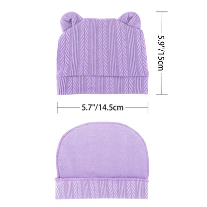 DRESHOW Newborn Baby Hat and Gloves Set Beanie Clothing Unisex Infant Hat Kindergarten Cap Baby Boys Girls 0-6 Months 