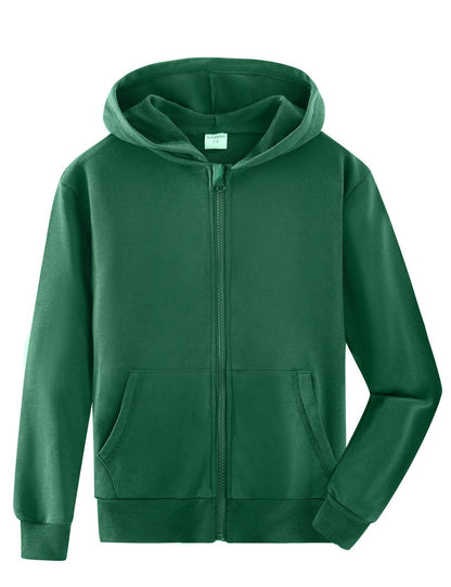Spring&Gege Jungen Hoodie Sweatjacke Basic Einfarbig Baumwoll Kapuzenjacke für Kinder（3-12 Jahre）