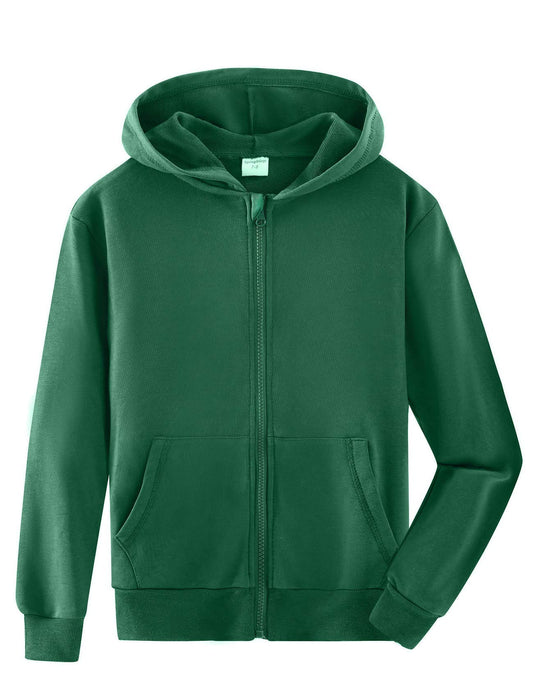 Spring&Gege Jungen Hoodie Sweatjacke Basic Einfarbig Baumwoll Kapuzenjacke für Kinder（3-12 Jahre）