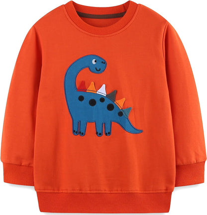 MUJOQE Jungen Sweatshirt Baumwolle Pullover Kinder Warme Langarm Shirt Activewear Tops 1-7 Jahre