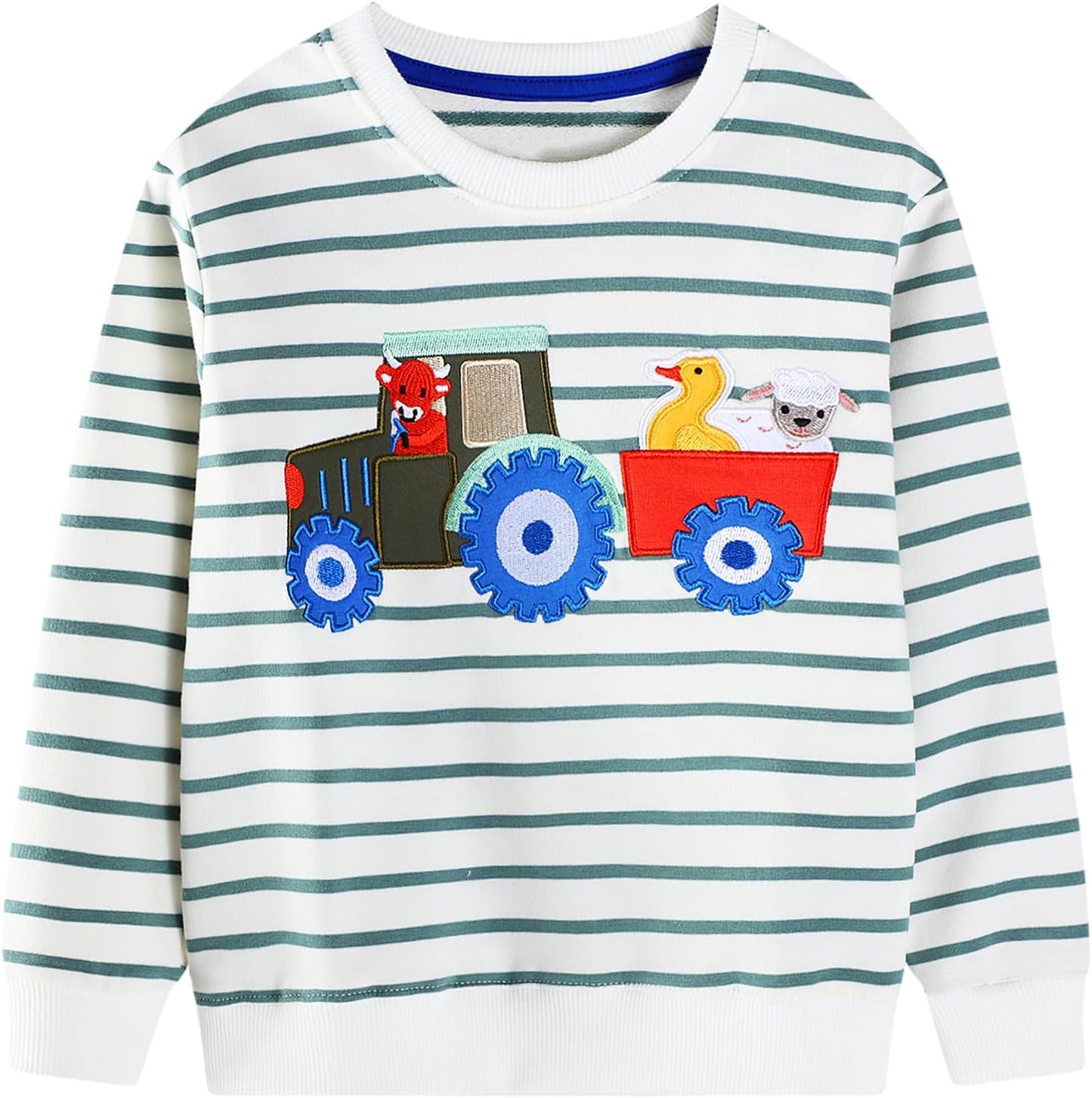 Jungen Pullover Sweatshirt Kinder Casual Langarm Tops Tier Flugzeug Winter Warm Streifen Oberteile Alter 2-7 Jahre