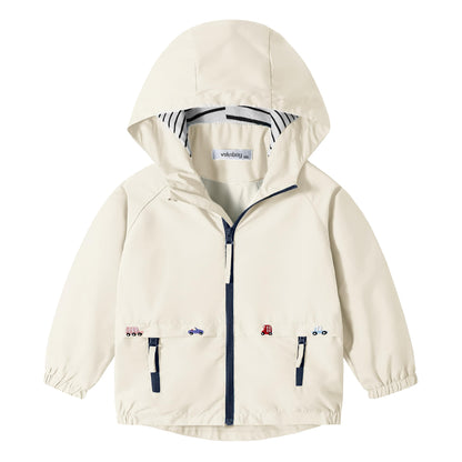 Volunboy Baby Hooded Jackets, Boys Long Sleeve Windproof Coat Cartoon Print Jackets