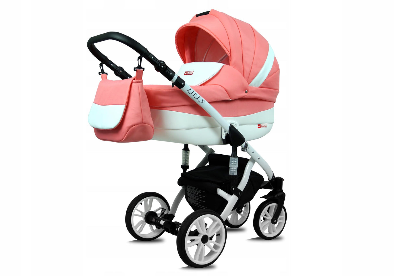 BabyLux® Bambimo Kinderwagen Set 3 in 1 - Lilly - incl. Babywanne, Buggy Sportsitz, Auto-Babyschale - Autositz - Kinderwagenset - Kombikinderwagen mit Wickeltasche, Regenschutz usw.