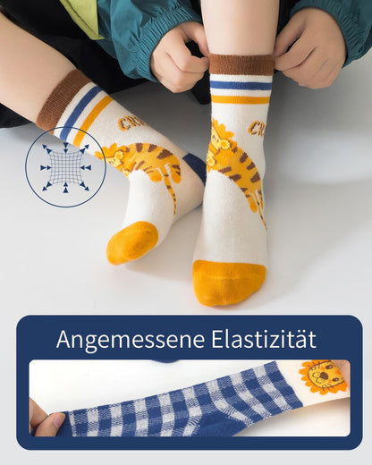 Kyopp 10 Paar Socken Kinder Mädchen und Jungen Funny Socken Lustig Animals Cotton Socken Crew Socks Winter/Sommer