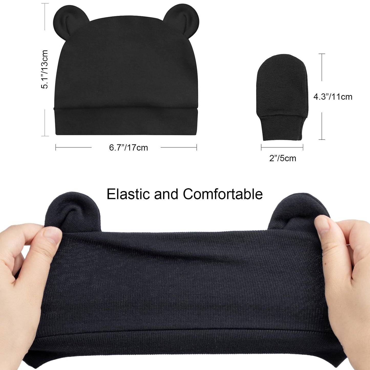DRESHOW Newborn Baby Hat and Gloves Set Beanie Clothing Unisex Infant Hat Kindergarten Cap Baby Boys Girls 0-6 Months 