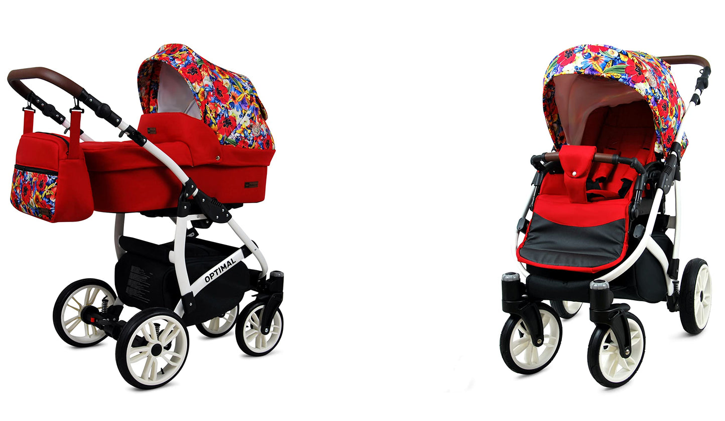 BabyLux® Kinderwagen Set 4 in 1 - Optimal - incl. Babywanne, Buggy Sportsitz, Auto-Babyschale, ISOFIX-Basisstation - Autositz - Kinderwagenset - Kombikinderwagen mit Wickeltasche usw.