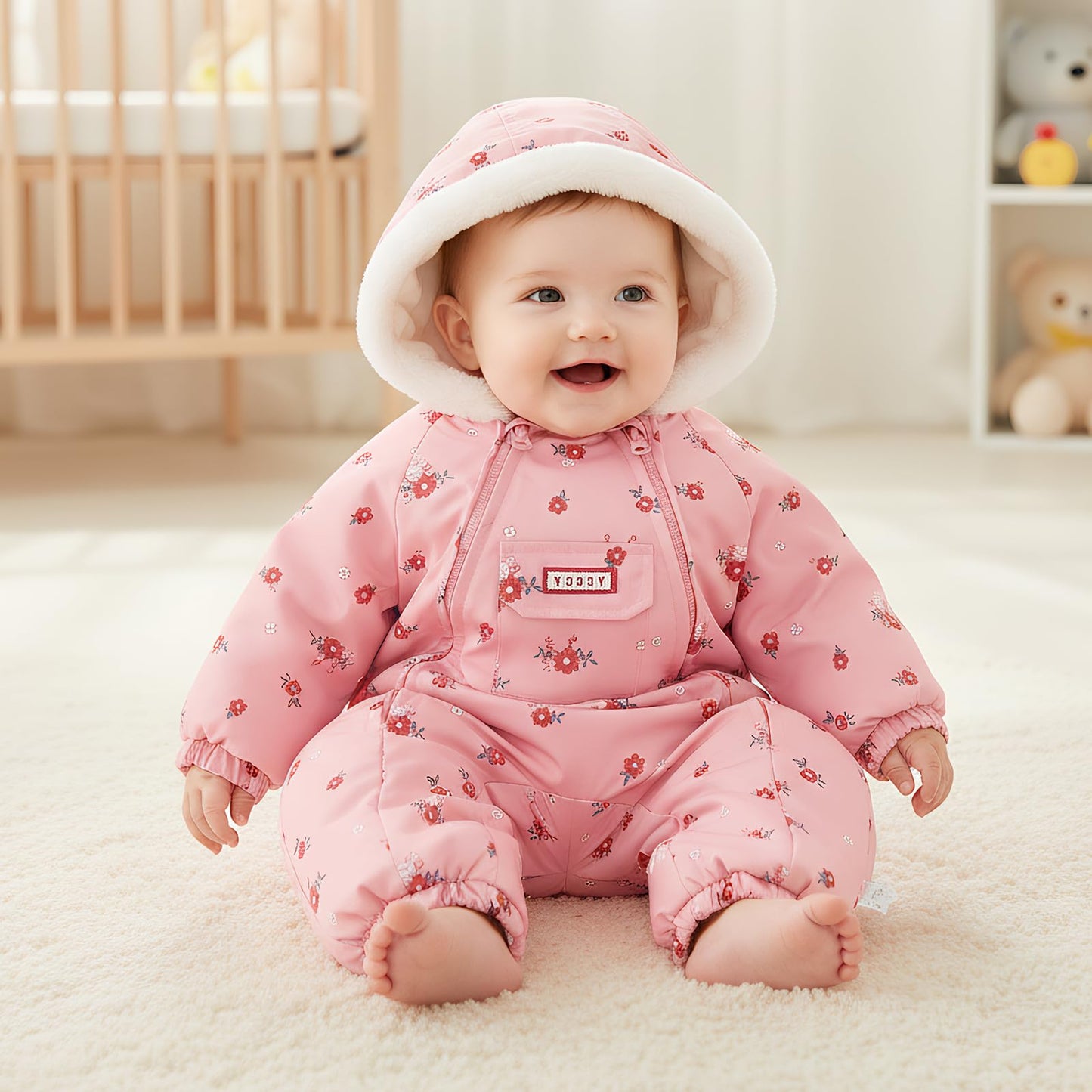 JiAmy Baby Snowsuit, Baby Boys Girls Winter Jumpsuit Romper Newborn Snow Overall for 0-24 Months