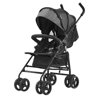 VEVOR Leichter Kinderwagen, kompakt, einfach zusammenklappbar, mit verstellbarer Rückenlehne, Rahmen aus Karbonstahl, großem Aufbewahrungskorb, Kinderwagen mit Schirm für Reisen und mehr, Schwarz/Weiß - Meloni2