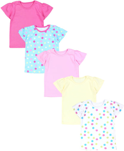 TupTam Baby Mädchen Kurzarm T-Shirt Gemustert Bunt 5er Set