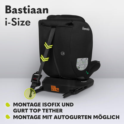 LIONELO Bastiaan i-Size One 360o drehbarer Autositz für Kinder von 40-150 cm, Montage in Fahrtrichtung und entgegen der Fahrtrichtung möglich, ISOFIX Pas TopTether Einstellbare Rückenlehne