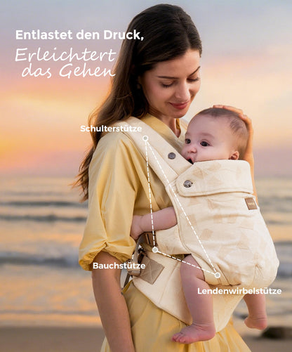Momcozy Babytrage aus 100% Baumwolle – Baby Carrier für Kleinkind (3-24 Monate, 3,2-20 kg) · Ergonomische M-Position · X-Rücken · Taillengurt 64-127cm, Khaki