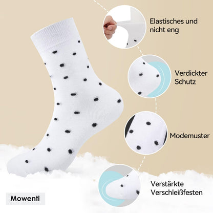 Mowenti Socken Mädchen 35-38 sportsocken strümpfe socks Mädchensocken bunte schwarz Streifen Punkte baumwollsocken 10 Paar