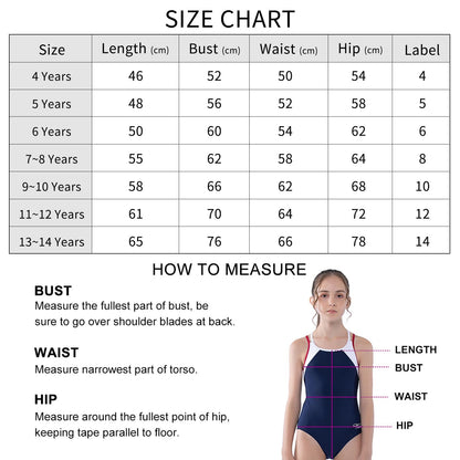 TIZAX Girls' One Piece Swimsuit Back Cross Multi Straps Kids Swimwear UPF 50+ Quick Drying Beach Bikini Swimwear