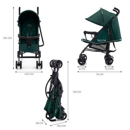 Kinderkraft TIK Kinderwagen, Liegebuggy, Sportwagen, Leicht - 6,5kg, Drehbare Vorderräder, Verstellbarer Griff, Stufenlose Einstellung der Rückenlehne, Schnelles Zusammenklappen, bis zu 17kg, Grün - Meloni2