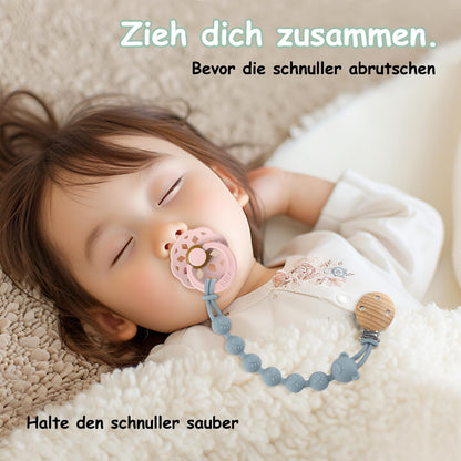 3er-Pack Schnullerkette Aus Silikon, Schnullerkette Mädchen und Mit Namen Junge, Geeignet für Baby, Hält Schnuller Sauber, Weiche Flexible BPA Frei Langlebig–Hohe Robustheit, Mandel Grün Blau