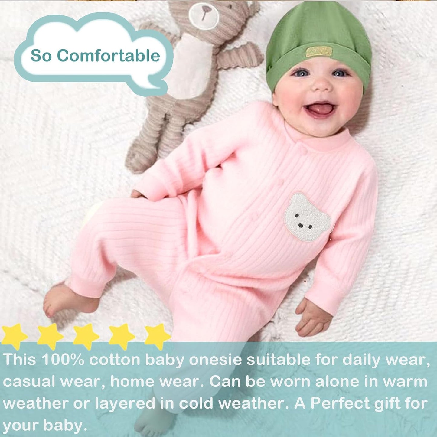 Baby Kleidung Neugeborene 100% Baumwolle Weiche Langarm Strampler Baby Bodys Neugeborene Kleidung für Jungen und Mädchen, Bequeme Baby Strampler Neugeborene Kleidung Jungen Mädchen