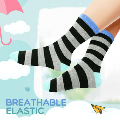 TUUHAW 10 Paar Kinder Socken für Mädchen und Jungen Socken Mit Motiv Schulkind Baumwolle Socken Bunt Gr. 23-38