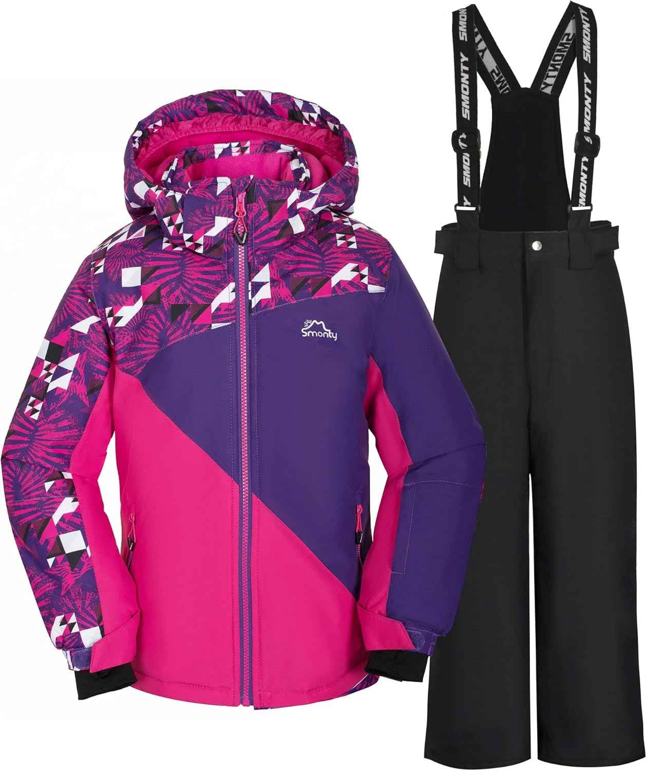 Children's Ski Suit Girls Waterproof Windproof and Warm 2-Piece with Hood 6-16 Years Outdoor Sports, Mountaineering, Skiing