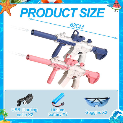 Elektrische Wasserpistole Sehr Stark Wassermaschinenpistole mit Wiederaufladbare Batterie Squirt Gun Wasser Spielzeug bis zu 20ft,Outdoor Water Gun Schießspiel für Erwachsene and Kinder (Blau)