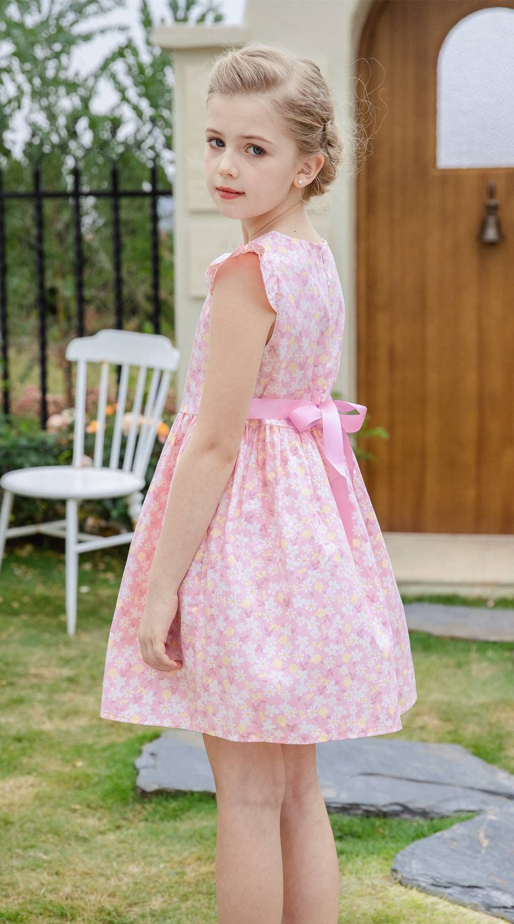 SMILING PINKER Girls Dress Cotton Flower Summer Party Girls Dresses