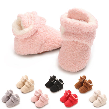 YloveM Toddler Baby Boys Girls Booties, Unisex Newborn Winter Shoes Thick Snow Boots Non-Slip Sole Soft Toddler Warm Sock Shoes