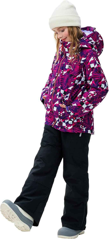 Children's Ski Suit Girls Waterproof Windproof and Warm 2-Piece with Hood 6-16 Years Outdoor Sports, Mountaineering, Skiing