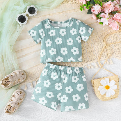 Kleinkind Baby Mädchen Kleidung Set Rüschen gerippt Kurzarm / Langarm T-Shirt Tops + Shorts Hosen 4 Stück Sommer Herbst Süße Outfits Set