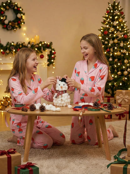 Pyjamas Mädchen Kinder, Süße Pyjama Sets, Satin Pyjamas für Mädchen 5-14 Jahre