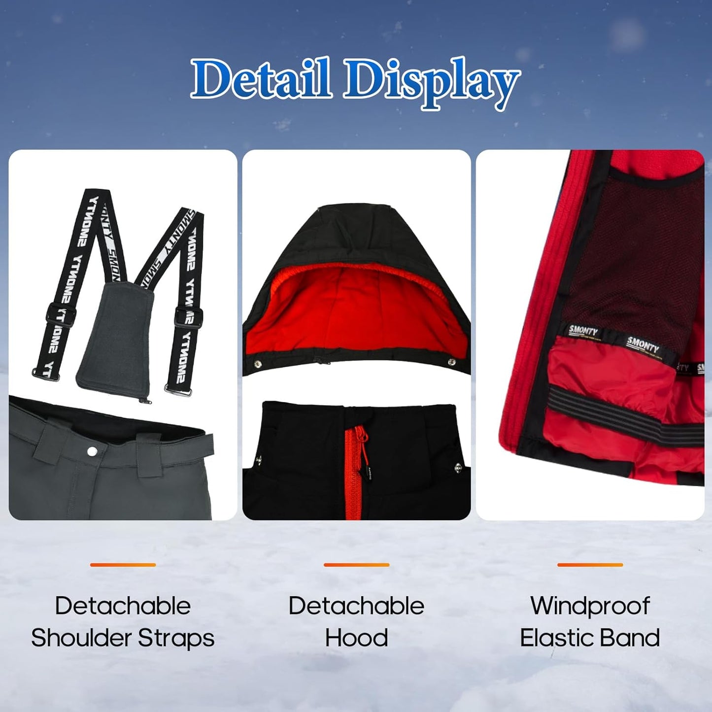 Kinder Schneeanzug für Jungen, Winter Skijacke und Hosen Set mit Kapuzenriemen, winddicht, wasserdicht, warmer Mantel