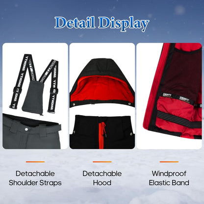 Kinder Schneeanzug für Jungen, Winter Skijacke und Hosen Set mit Kapuzenriemen, winddicht, wasserdicht, warmer Mantel