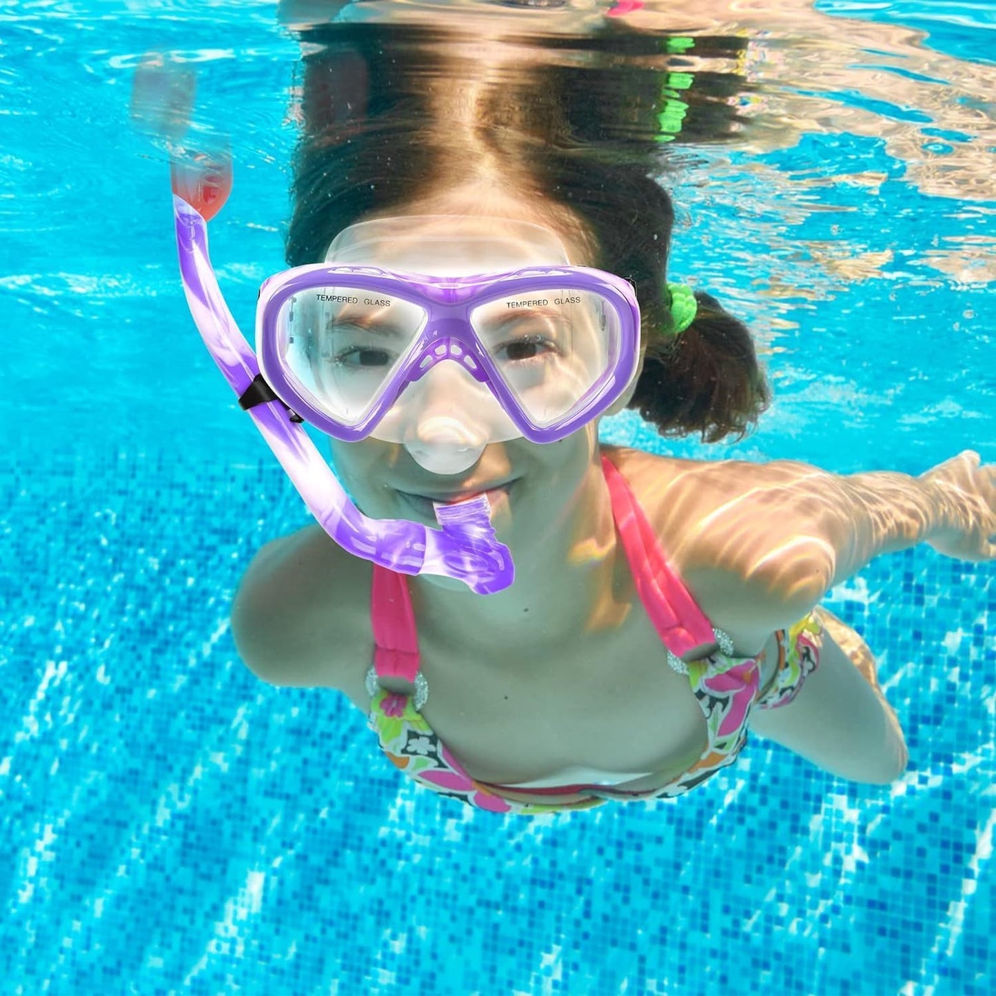 Schnorchelset Kinder - Taucherbrille Kinder mit Schnorchel Anti Leck Anti Fog HD Tauchmasken Dry Schnorchel für 4-13 Jahren Jungen Mädchen