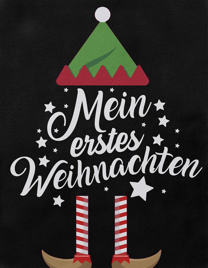 Mikalino Baby Bodysuit with Saying in German for Boys, Girls, Unisex, Long Sleeve, Mein erstes Weihnachten Saying (Christmas Elf), Hand Printed in Germany, Handmade with Love