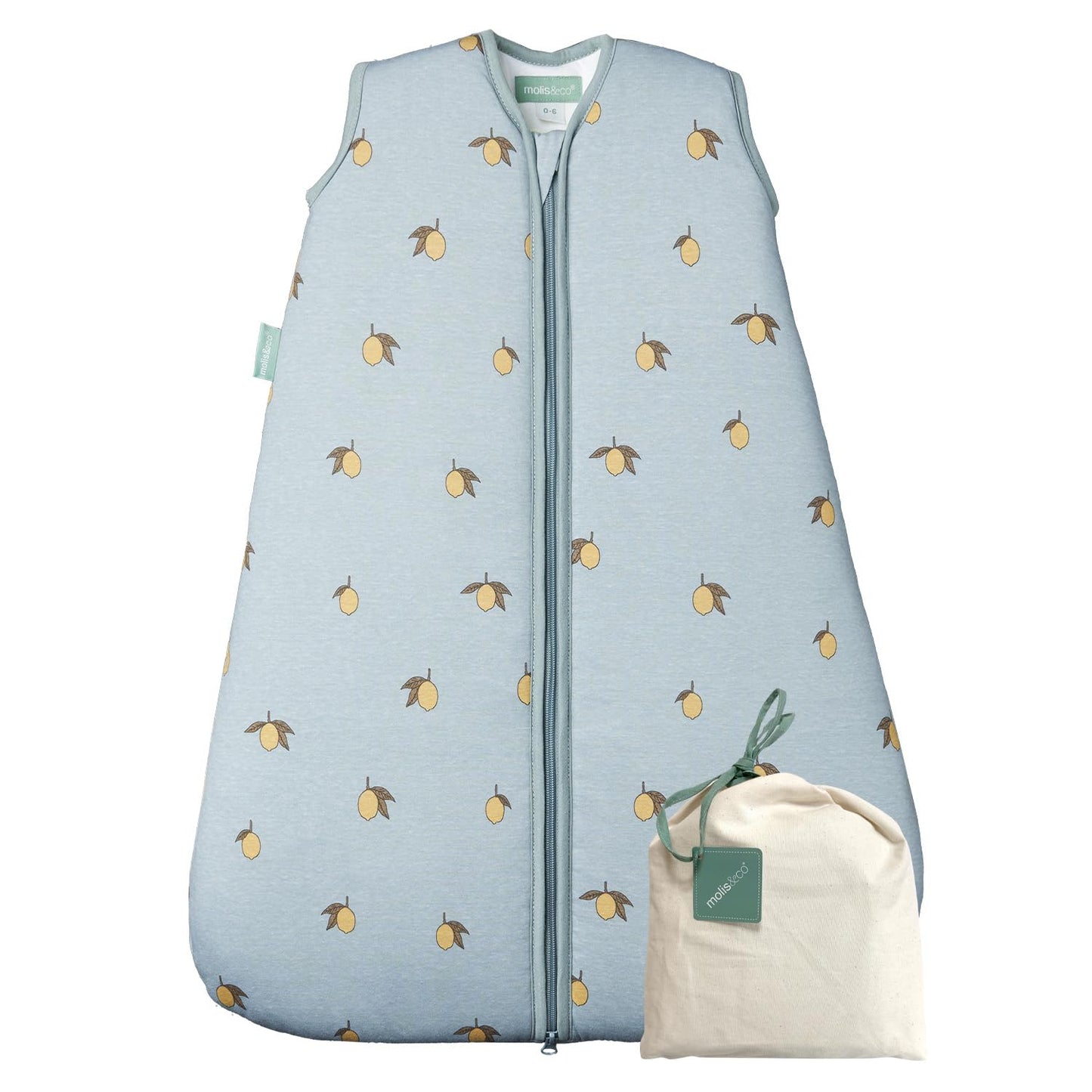 molis&co - Baby Sleeping Bag 2.5 TOG - All-Year Sleeping Bag - Baby Sleeping Bag Newborn - 100% Cotton (Oeko-Tex 100), Sleeveless Winter Sleeping Bag Padded - Premium Quality - Colima (70 cm)