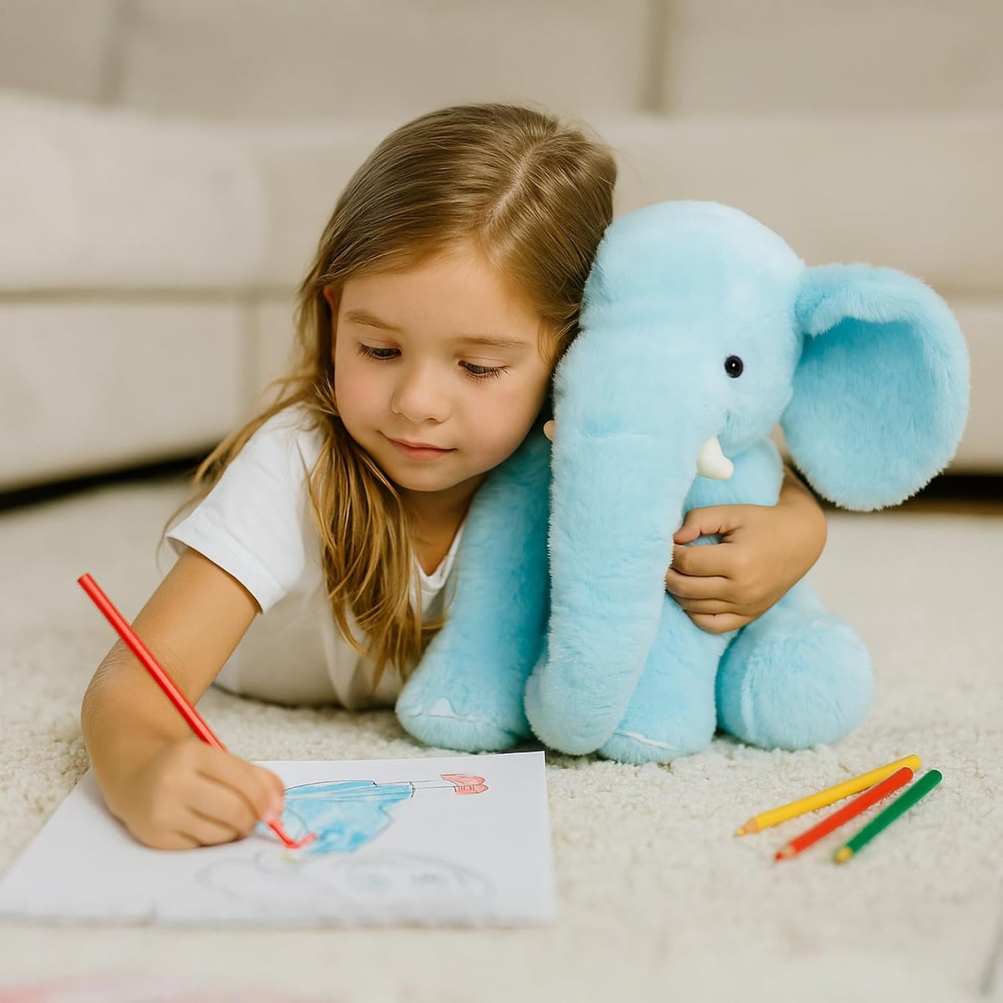 Plüsch Elefant 33 cm – Weiches rosa Kuscheltier mit großen Ohren & Langer Nase – Niedliches Stofftier für Kinder & Deko | Für Jungen, Mädchen, Kinder, Babyparty, Schlafzimmer, Weihnachten, Geburtstagsgeschenke