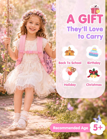 Rucksack für Mädchen, 4-6 Jahre, Schulrucksack mit Seitentaschen und Brustgurt, 127-Einhorn, one size, Niedlich