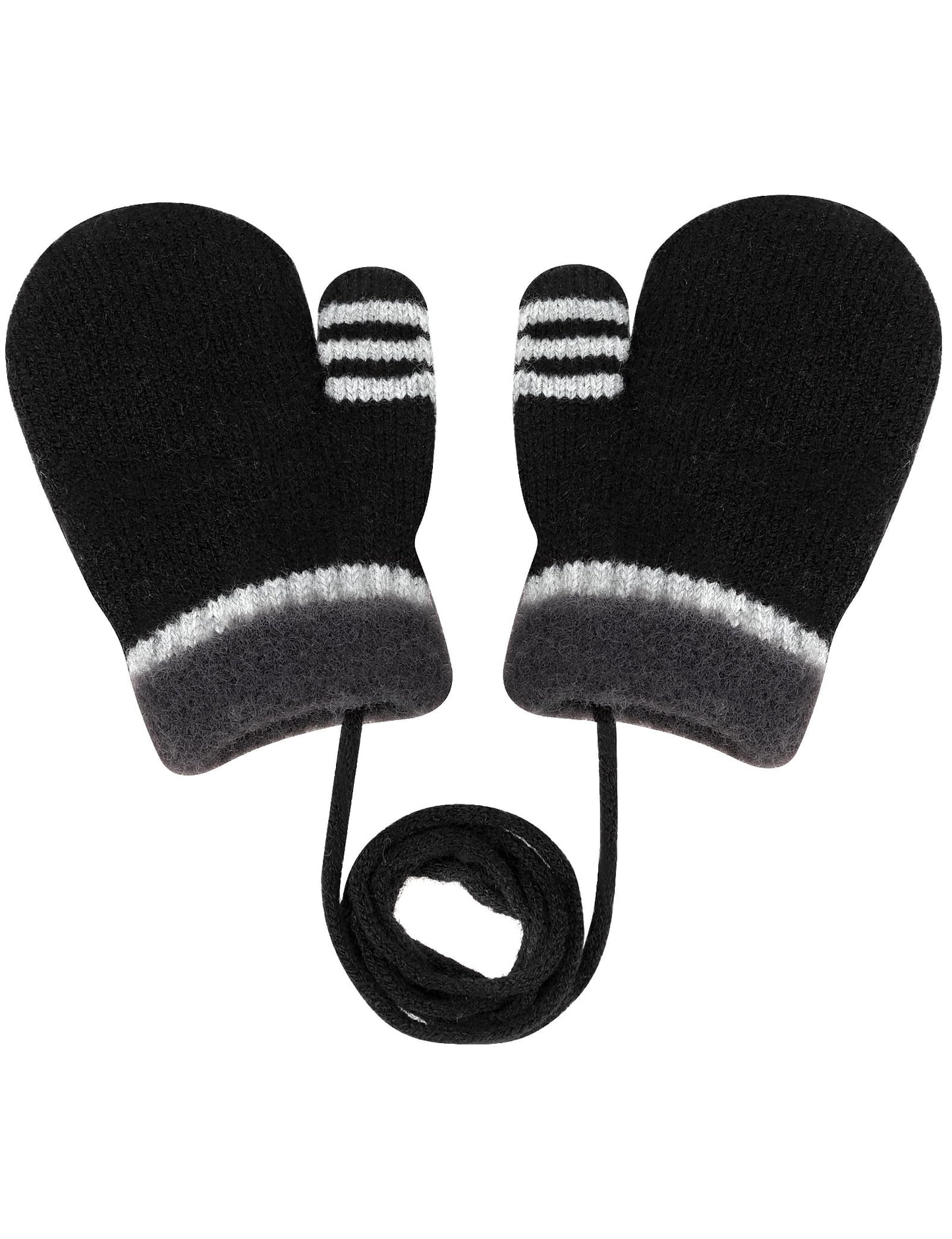 Becellen Fäustlinge Infant, Warme Verdicken Kleinkind Winterhandschuhe mit Schlüsselband Niedliche Anti Kratz Baby Strickhandschuhe für 0-3 Jahre Jungen Mädchen