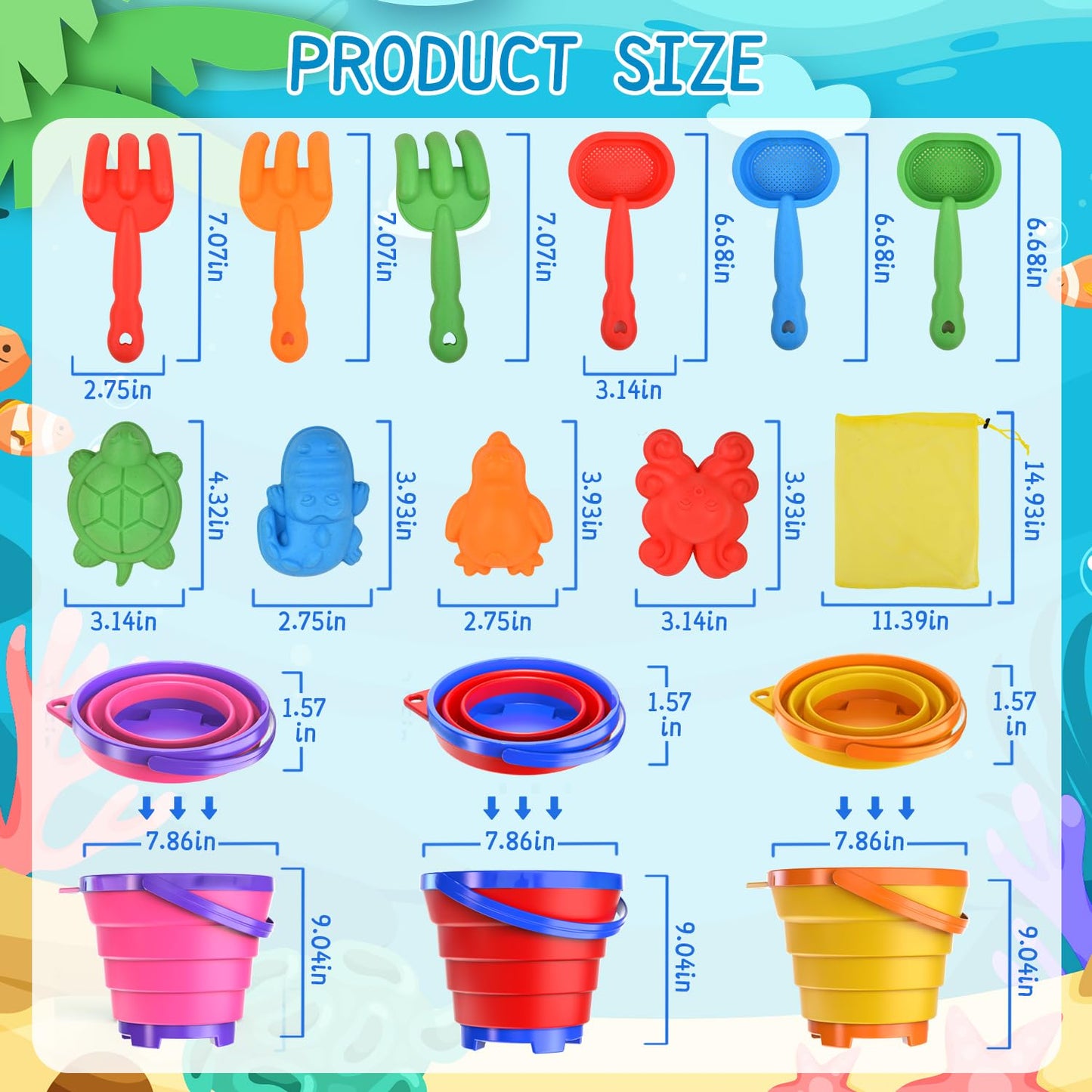 Fegalop Sand Toy Set for Girls 31 Pieces, Sandpit Toy Beach Toy with Folding Bucket, Beach Toy Children with 5 Sand Shovel, Bucket, Sand Shapes, Sunglasses, Mesh Bag for Children