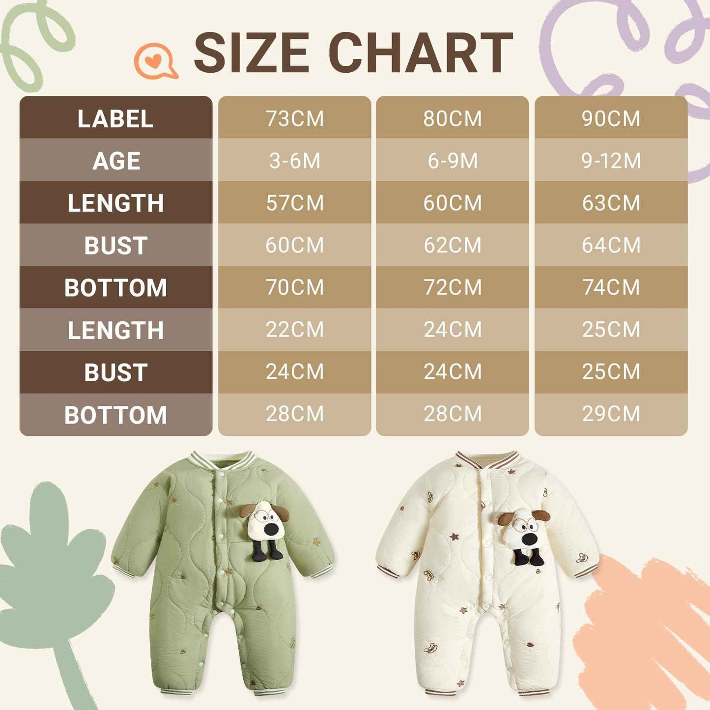 JiAmy Baby Snowsuit, Soft Romper, Newborn Winter Romper, Autumn Winter Warm Jumpsuit, Winter Suit for Toddlers, Girls, Boys, 6-18 Months