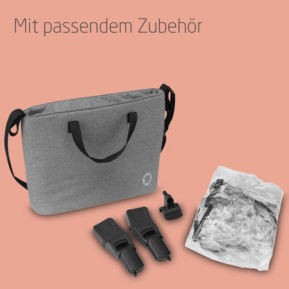Maxi-Cosi Zelia S Trio 3-in-1 Complete Set, 0–4 Years, up to 22 kg, Foldable, Compact, Adjustable Baby Pram, with CabrioFix S i-Size Baby Seat, Accessories, Changing Bag, Grey - Meloni2