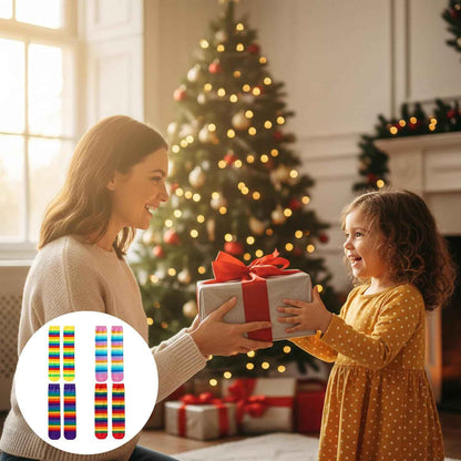 4 Pairs Striped Knee Socks Girls, Rainbow Knee Socks Children, Rainbow Socks, Colourful Thigh High Socks Leg Stocking 2-12 Years Size 23-38