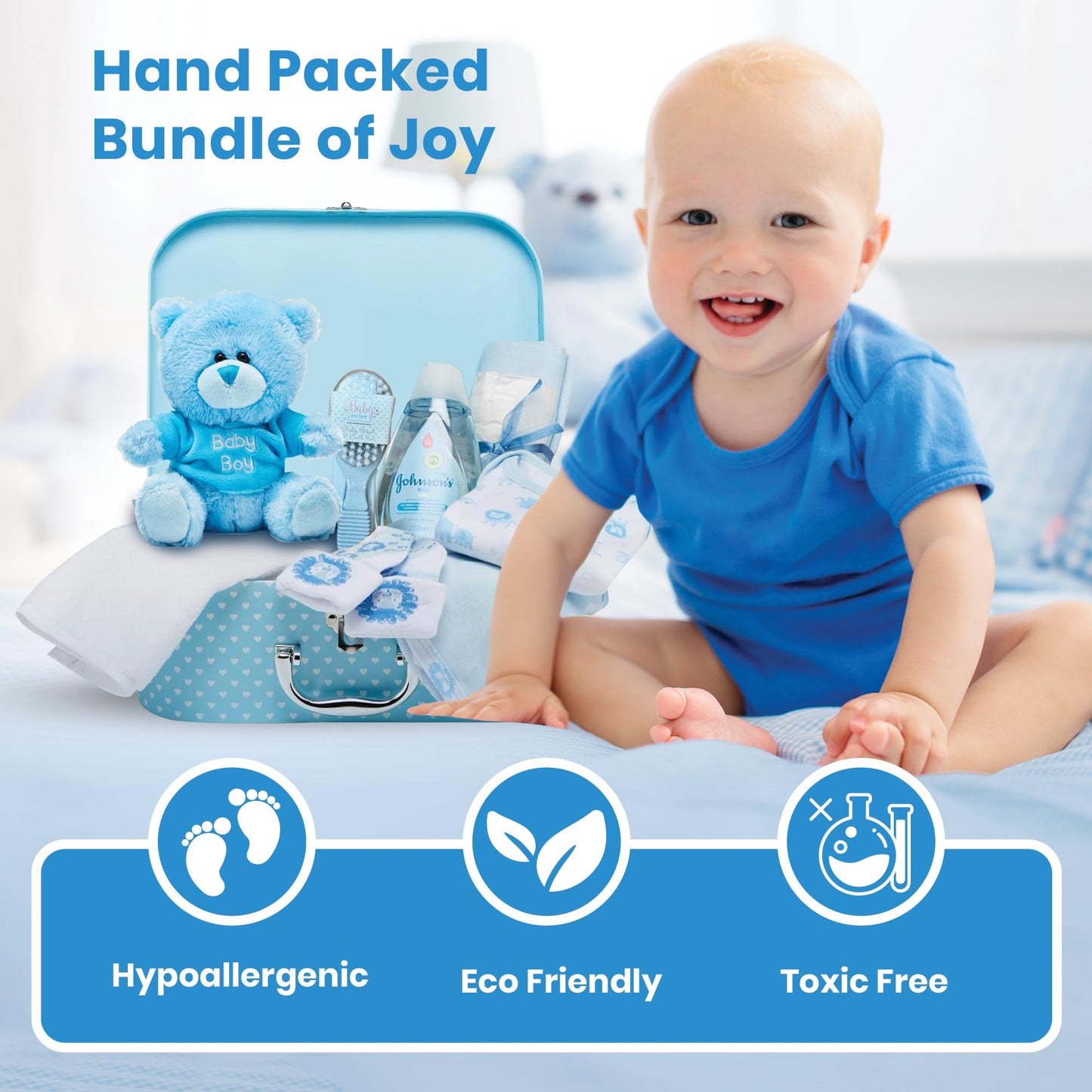 Baby Box Shop Babyparty Geschenk - 12 Baby-Essentials, Baby Geschenkset, Baby Geschenkkorb, Geschenke für eine Babyparty, Neugeborene Geschenkset, Neugeborenen Geschenk, Baby Geschenk Set - Creme